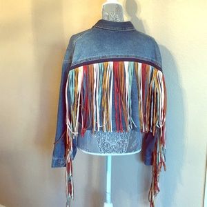 Forever 21 Fringed Jean Festival Jacket Small